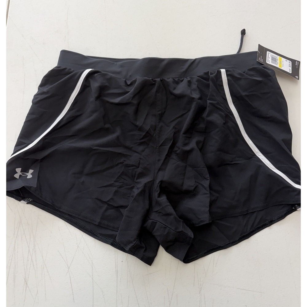 Under Armour Women's Mileage 3.0 Running Shorts Med Black White Stripe NWT